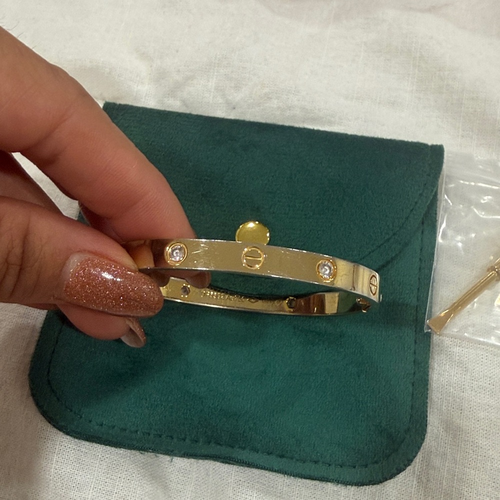 Gold Love Bracelet with Crystal Accents